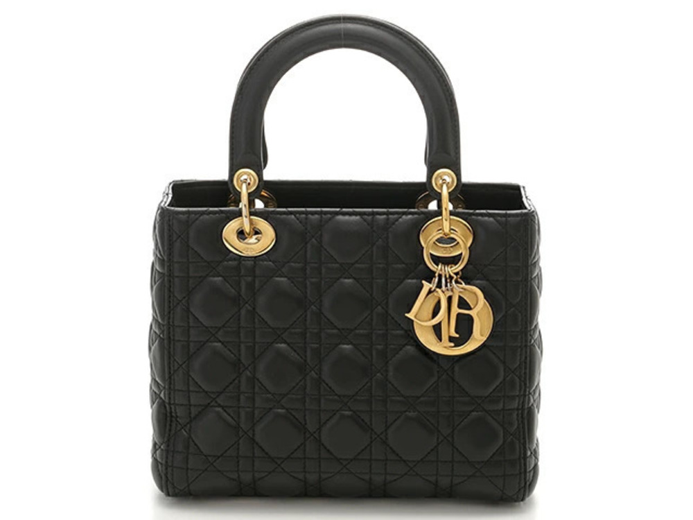 Christian Dior Shoulder Bag Handbag Lady Lambskin Black